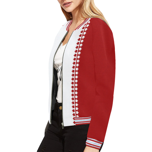 Classic Canada Bomber Jackets All Over Print Bomber Jacket for Women (Model H21)