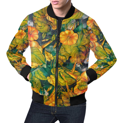 flowers All Over Print Bomber Jacket for Men/Large Size (Model H19)