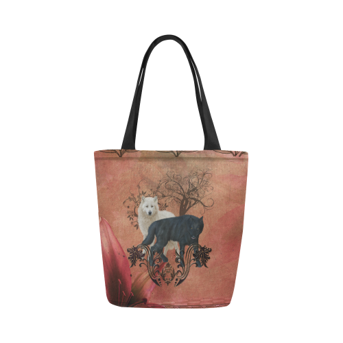 Awesome black and white wolf Canvas Tote Bag (Model 1657)