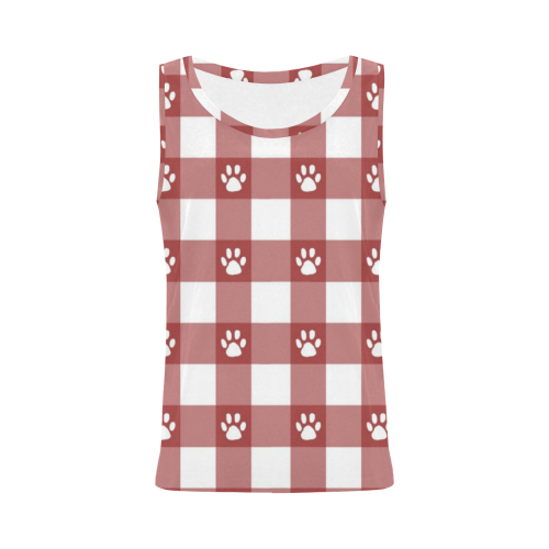 Plaid and paws All Over Print Tank Top for Women (Model T43)