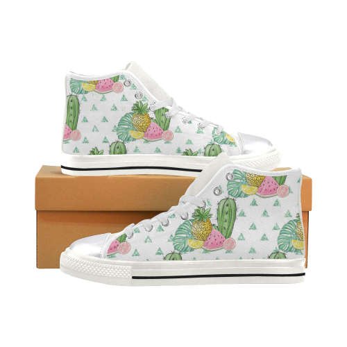 Summer Tropical Shoes, Fruits Women's Classic High Top Canvas Shoes (Model 017)
