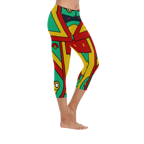 Aztec Spiritual Tribal Women's Low Rise Capri Leggings (Invisible Stitch) (Model L08)