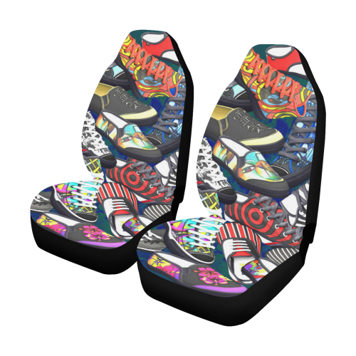 A pile multicolored SHOES / SNEAKERS pattern Car Seat Covers (Set of 2)