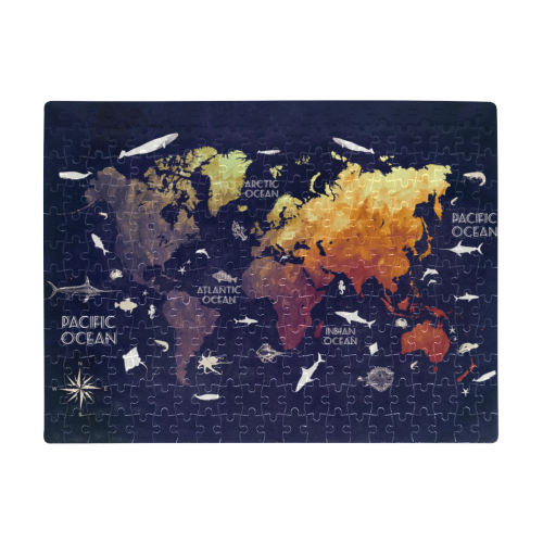 world map #map #worldmap A3 Size Jigsaw Puzzle (Set of 252 Pieces)
