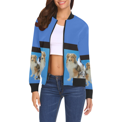 Shetland Sheepdog jacket All Over Print Bomber Jacket for Women (Model H19)