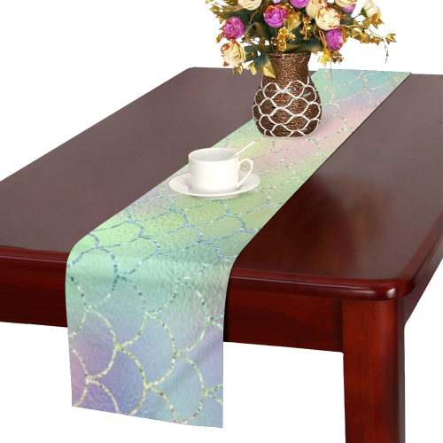 Pastel Mermaid Sparkles Table Runner 16x72 inch