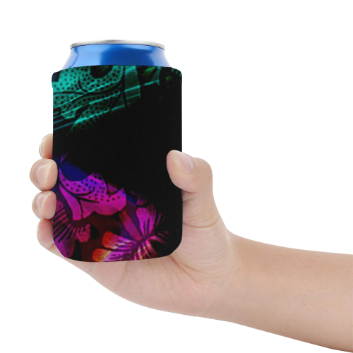 Abstract floral design Neoprene Can Cooler 4" x 2.7" dia.