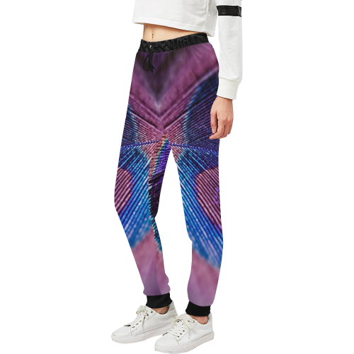 Purple Peacock Feather Unisex All Over Print Sweatpants (Model L11)