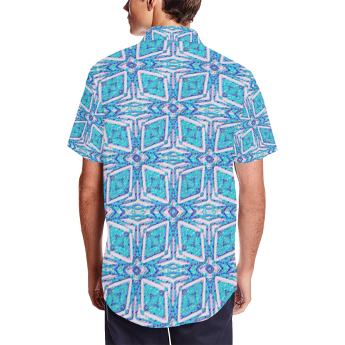 geometric doodle 1 Men's Short Sleeve Shirt with Lapel Collar (Model T54)