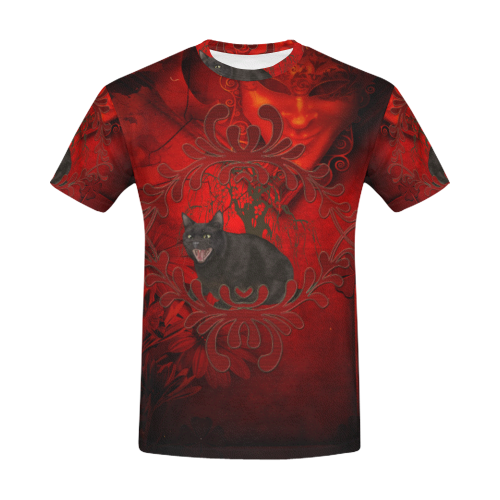 Funny angry cat All Over Print T-Shirt for Men (USA Size) (Model T40)