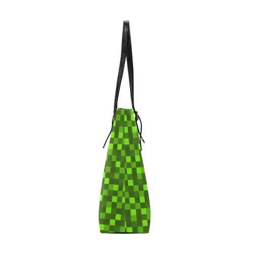 funky funny light and dark green neon color pixel pixels blocks gamer Euramerican Tote Bag/Small (Model 1655)