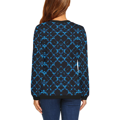 Diagonal Blue & Black Plaid  modern style All Over Print Crewneck Sweatshirt for Women (Model H18)