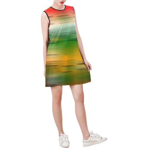noisy gradient 3 by JamColors Sleeveless Round Neck Shift Dress (Model D51)