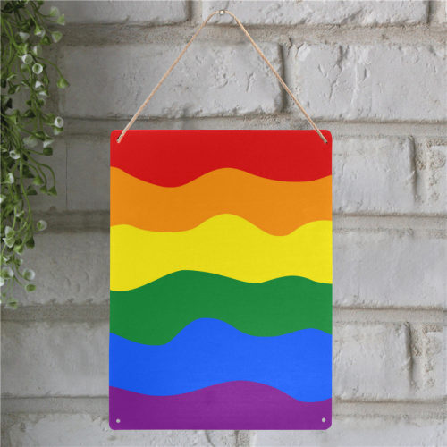 Gay Pride - Rainbow Flag Waves Stripes 2 Metal Tin Sign 12"x16"
