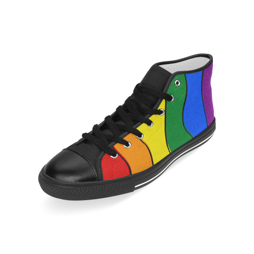Gay Pride - Rainbow Flag Waves Stripes 1 Men’s Classic High Top Canvas Shoes (Model 017)