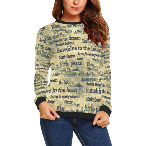Words Popart by Nico Bielow All Over Print Crewneck Sweatshirt for Women (Model H18)