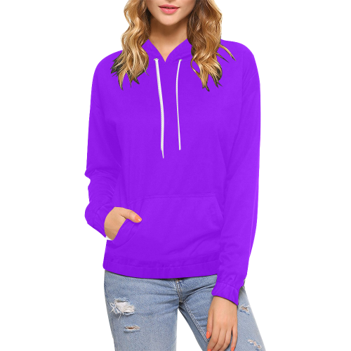color electric violet All Over Print Hoodie for Women (USA Size) (Model H13)