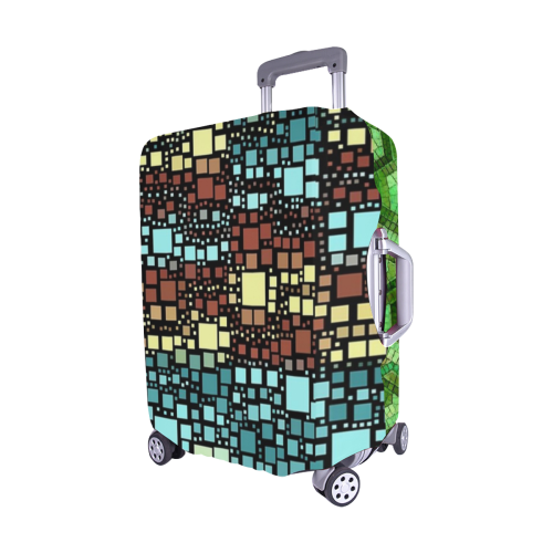 block on block aqua Luggage Cover/Medium 22"-25"