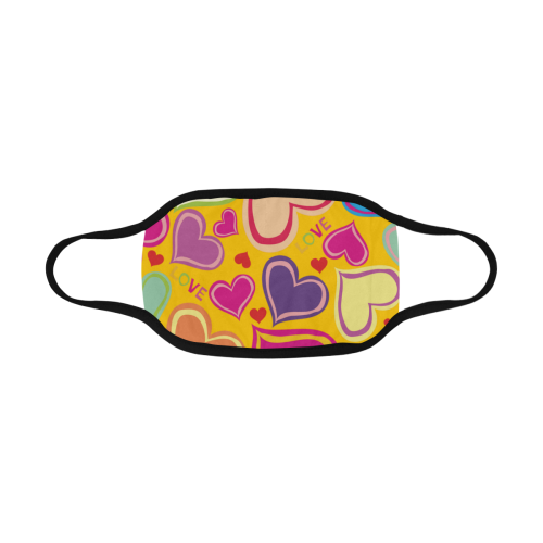Cute hearts YELLOW Mouth Mask