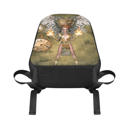 Steampunk lady with clocks and gears Fabric School Backpack (Model 1682) (Large)