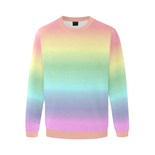 Pastel Rainbow Men's Oversized Fleece Crew Sweatshirt (Model H18)