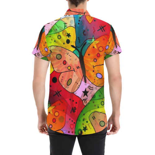 My Butterfly Popart by Nico Bielow Men's All Over Print Short Sleeve Shirt (Model T53)