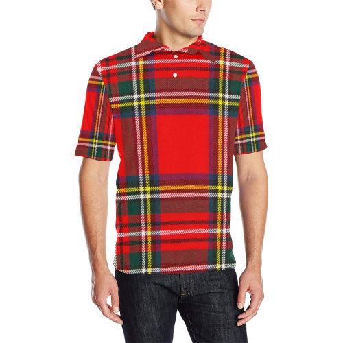 STEWART ROYAL MODERN HEAVY WEIGHT TARTAN Men's All Over Print Polo Shirt (Model T55)