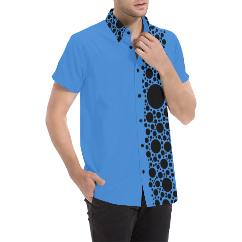 Black Chaos Polka Dots Border Men's All Over Print Short Sleeve Shirt (Model T53)
