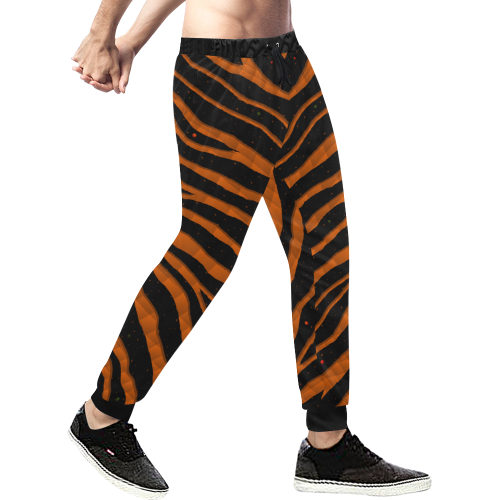 Ripped SpaceTime Stripes - Orange Men's All Over Print Sweatpants (Model L11)
