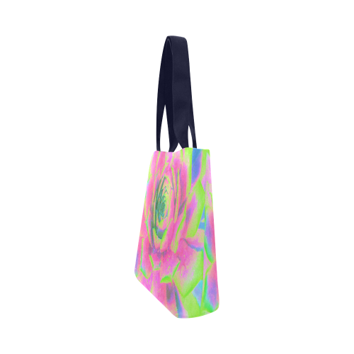 Lime Green and Pink Succulent Sedum Canvas Tote Bag (Model 1657)