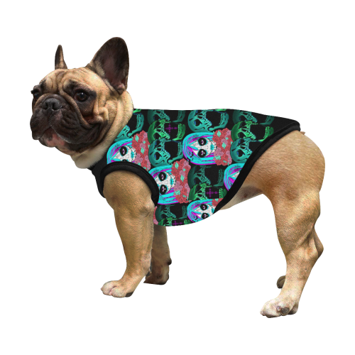 Goth sugarskull with attitude dog coat All Over Print Pet Tank Top