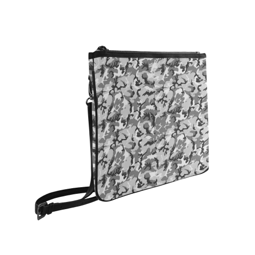 Woodland Urban City Black/Gray Camouflage Slim Clutch Bag (Model 1668)
