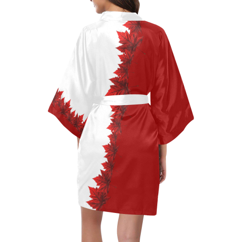 Canada Maple Leaf Robes White Kimono Robe