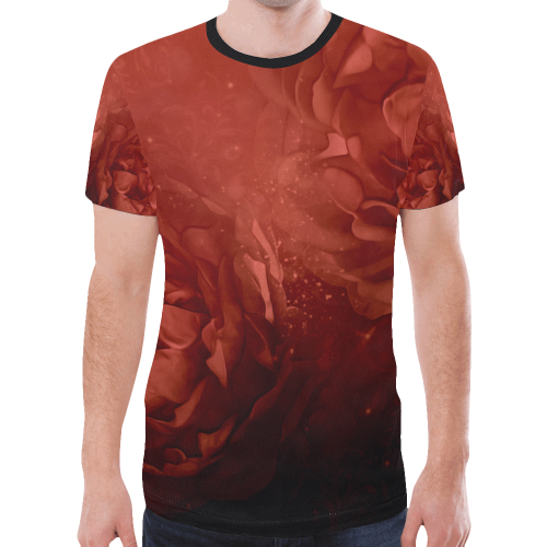 Wonderful red flowers New All Over Print T-shirt for Men (Model T45)