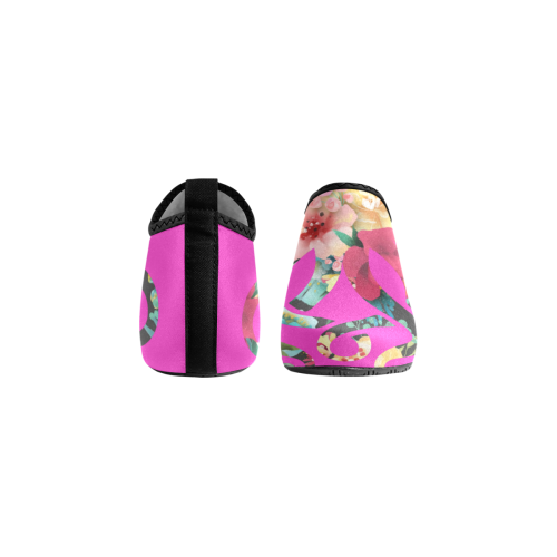 PiccoGrande pink floral octopus design Women's Slip-On Water Shoes (Model 056)