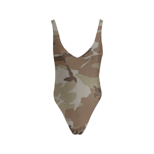 CAMOUFLAGE-DESERT 2 Sexy Low Back One-Piece Swimsuit (Model S09)