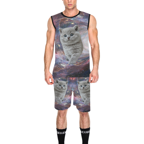 Galaxy Cat All Over Print Basketball Uniform