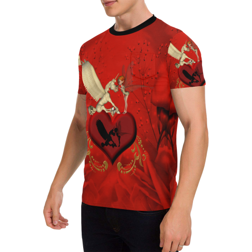 Cute fairy with pegasus Men's All Over Print T-Shirt with Chest Pocket (Model T56)