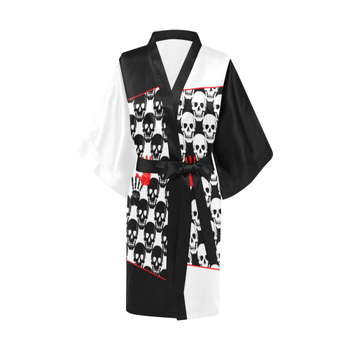 Skulls and Hands - black and white II Kimono Robe
