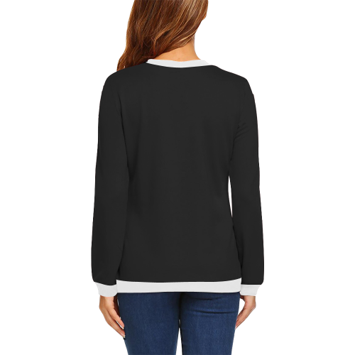 Valentine Mouse Black/White All Over Print Crewneck Sweatshirt for Women (Model H18)