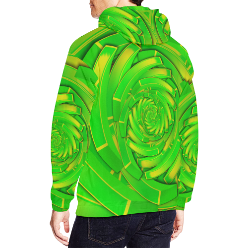 green and yellow block swirl All Over Print Hoodie for Men (USA Size) (Model H13)