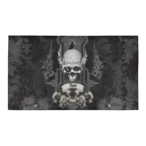 Skull with crow in black and white Bath Rug 16''x 28''