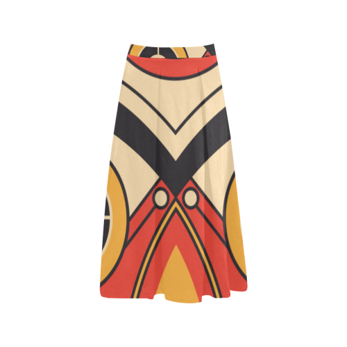 Geo Aztec Bull Tribal Aoede Crepe Skirt (Model D16)