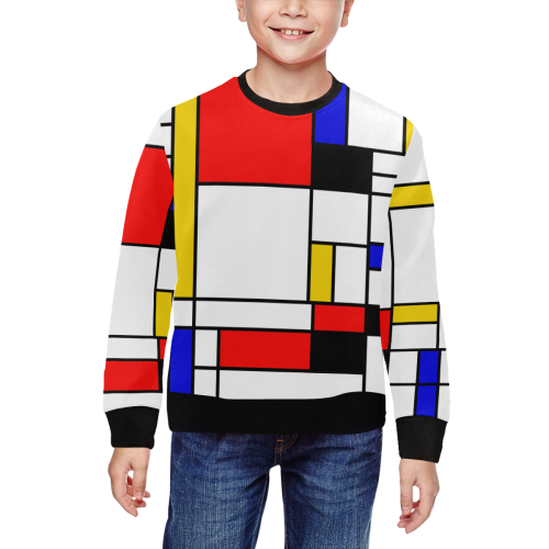 Bauhouse Composition Mondrian Style All Over Print Crewneck Sweatshirt for Kids (Model H29)