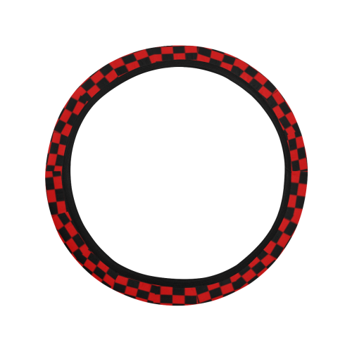 Checkerboard Black And Red Steering Wheel Cover with Elastic Edge