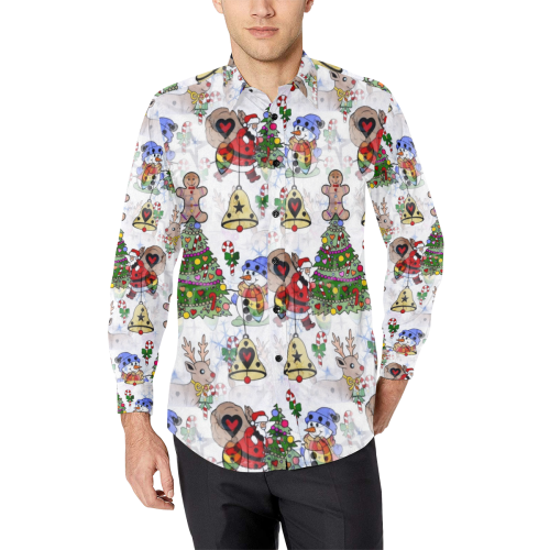 Christmas  Popart by Nico Bielow Men's All Over Print Casual Dress Shirt (Model T61)