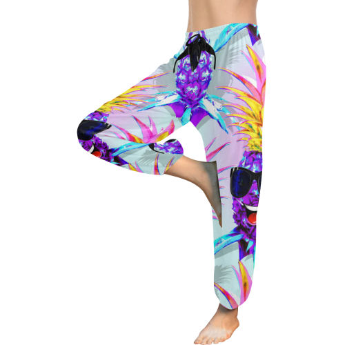 Pineapple Ultraviolet Happy Dude with Sunglasses Women's All Over Print Harem Pants (Model L18)