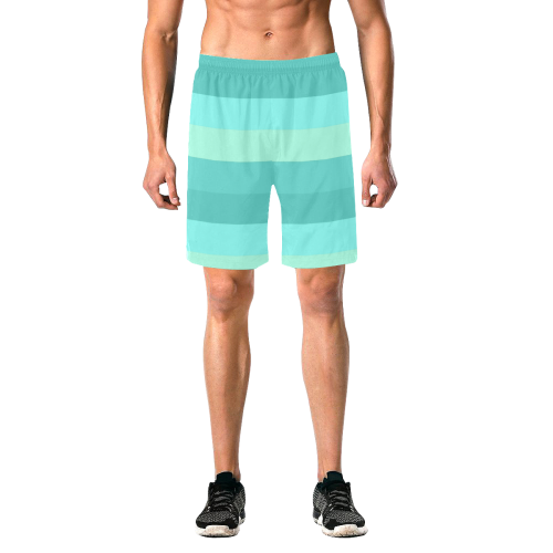 Shades Of Green Stripes Men's All Over Print Elastic Beach Shorts (Model L20)