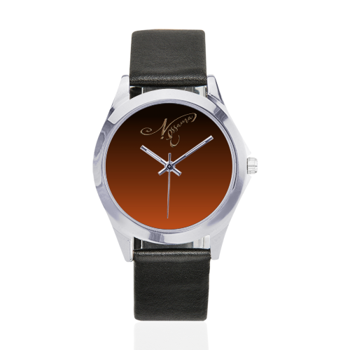 Montre unisexe orange gradient Unisex Silver-Tone Round Leather Watch (Model 216)