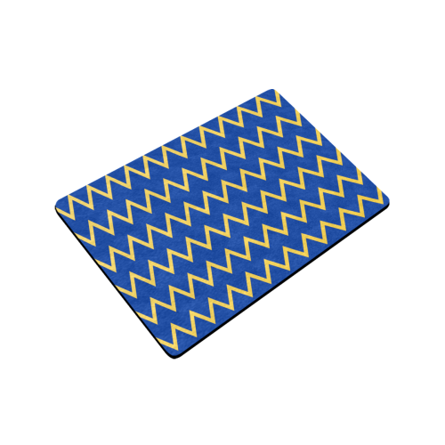 chevron Jaune/Bleu Doormat 24"x16" (Black Base)